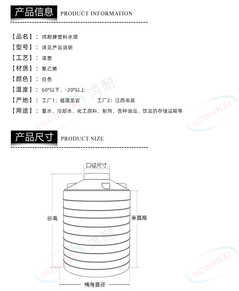PE水塔參數(shù)對照表
