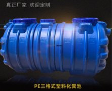 <b>「塑料化糞池廠家」關(guān)于吹塑工藝一體成型三格式藍(lán)色pe化糞池顏色說明</b>